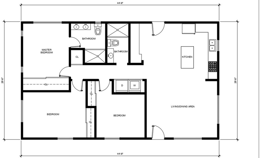 3 BEDROOM / 2 BATHROOM (1191 S.F 3-2)