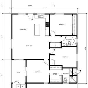 3 BEDROOM / 2-1 BATHROOM (1198 S.F)