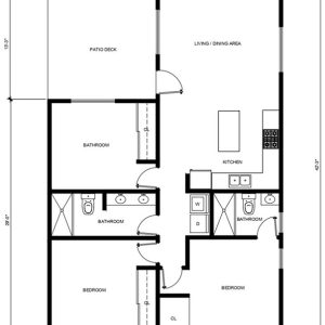 3 BEDROOM / 2 BATHROOM (1190 S.F)