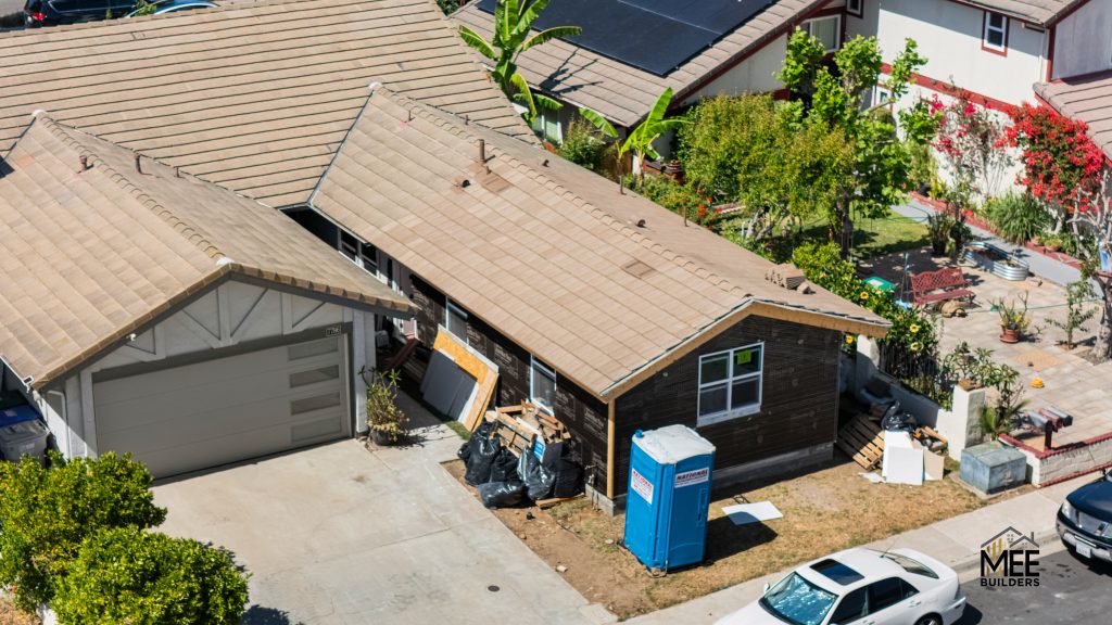 Aerial view of a Valley Center roof and exterior built for wildfire resilience