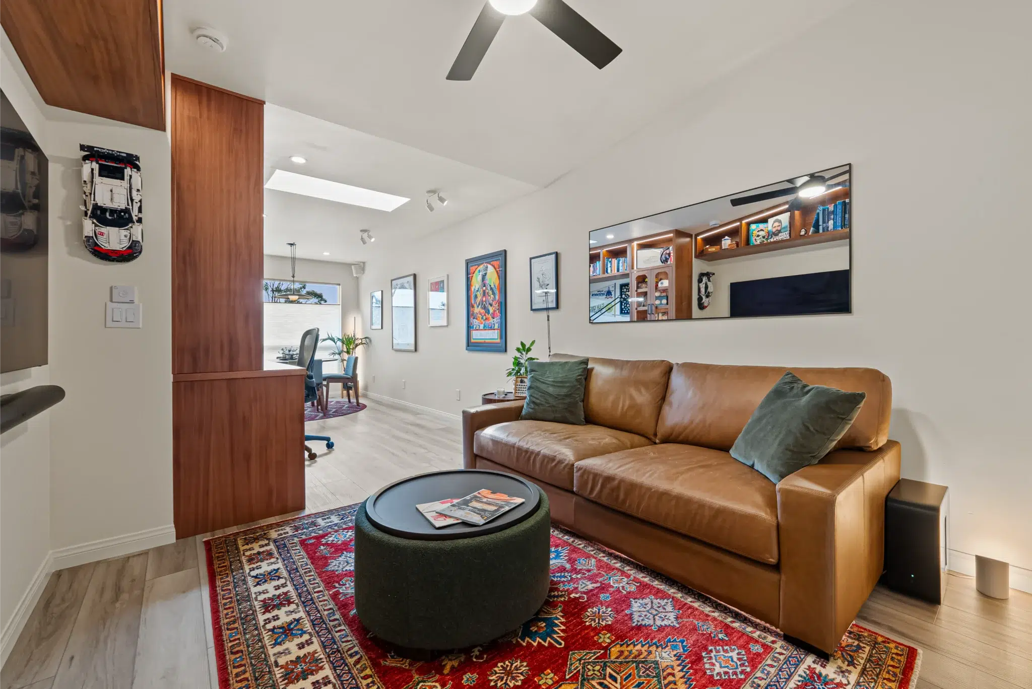 Open living and office space after the Adler Avenue home addition, San Diego