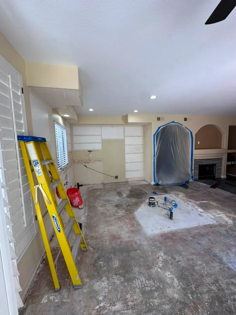 Carmel Valley kitchen completely stripped down to the bare studs ready for new plumbing and electrical rough-ins.